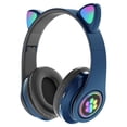 thumbnail image 2 of Auriculares Bluetooth con orejas de gato montados en la cabeza B39 Auriculares inalámbricos con orejas de gato adorables con luz LED intermitente, 2 of 5