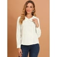 thumbnail image 3 of Blusa de Gasa Casual Allegra K Cuello Peter Pan Manga Larga Con Botones Decorativos Para Mujer Blanco S, 3 of 6