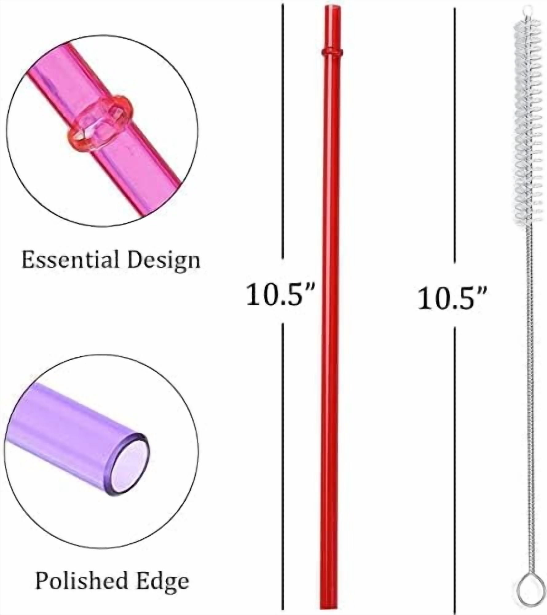 35-Pack Tritan Hard Plastic Reusable Straws with Cleaning Brush, 10.5 in Long Thick Unbreakable Straws for 30 OZ Tumblers, Mason Jar, Yeti, Tervis
