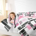 thumbnail image 3 of Manfei Abstract Geometric Twin Comforter Sets, Watercolor Artwork Bedding Set, Light Pink, Black and White, Pink Reversible 2pcs, 1 Comforter and 1 Pillowcase, 3 of 6
