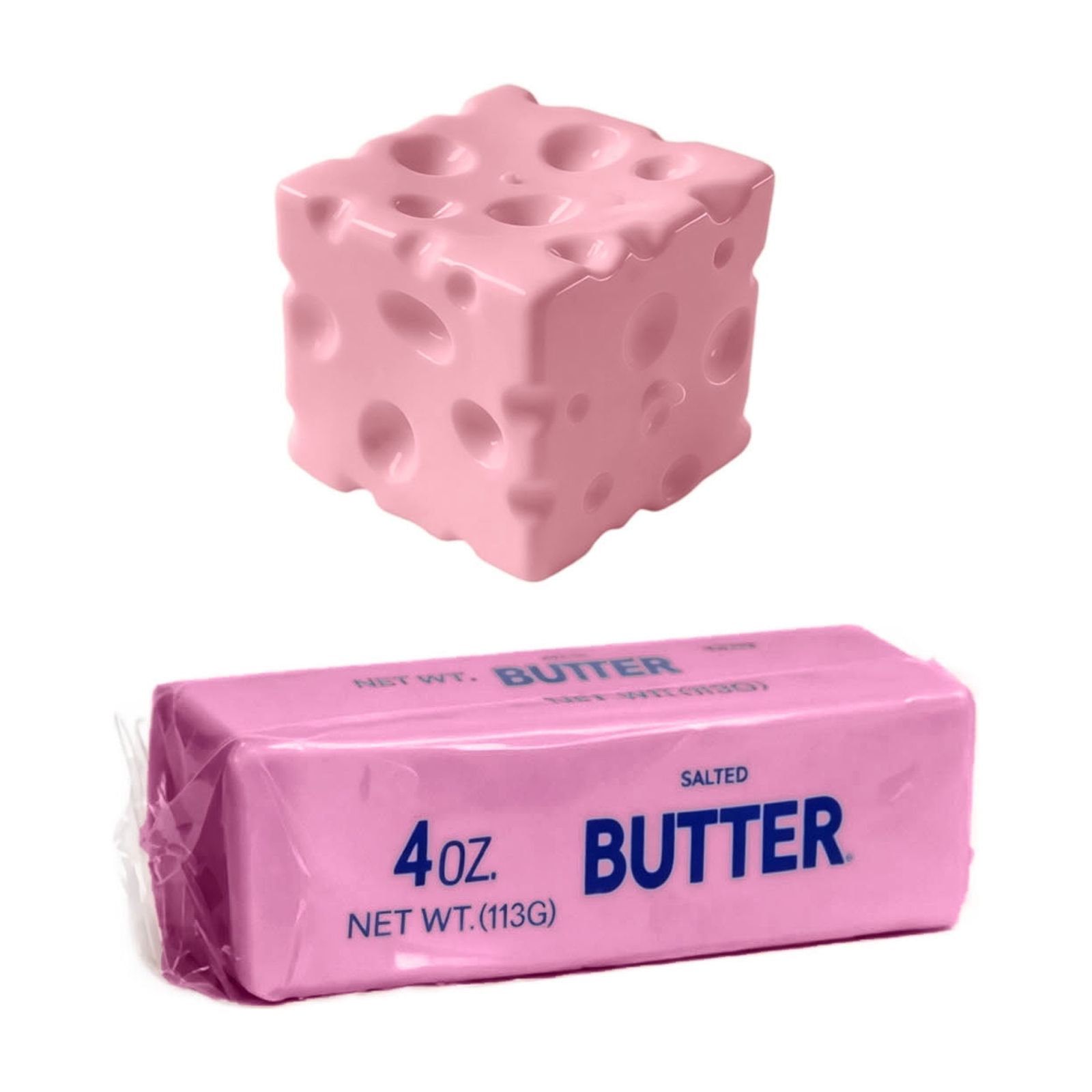 Butter Squishy Toys 2.9 inch Pink Jelly Cheese 5.3 inch Stick Set Squishies Squeeze Toy Fidget Toys Stress Relief Sensory Toy for Adults Soft Slow Rising