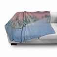 thumbnail image 3 of Winter Soft Flannel Fleece Blanket, Idyllic Scenery in Snow Covered Serene Mountains Pine Tree Forest Majestic Sky, Cozy Plush for Indoor and Outdoor Use, 60" x 80", Pink Blue Cream, by Ambesonne, 3 of 6