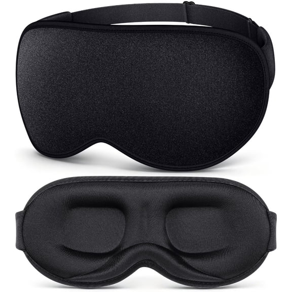 YSLX 3D Contoured Sleep Eye Mask Breathable Memory Foam Full Light Blocking Eye Shade Adjustable Strap Travel Nap Eye Cover for Eye Relaxation