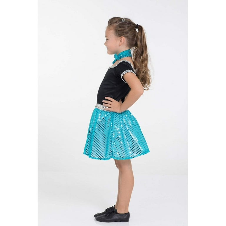 Rock and Roll Sequin Dress Turquoise Poodle Girl Costume Rock and Roll Sequin Dress Turquoise Poodle Girl Costume