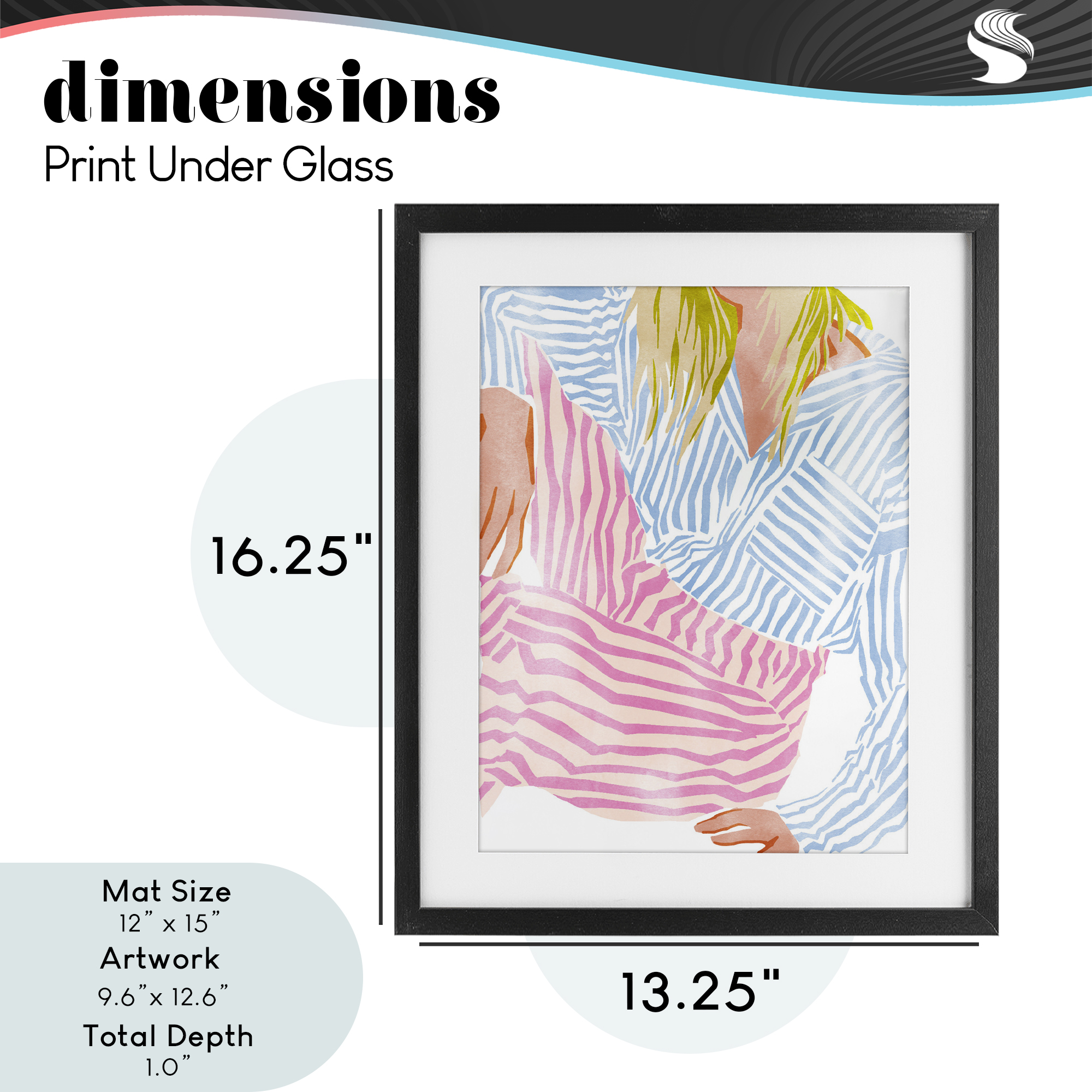 Female in Pastel Stripes Black Framed Print Under Glass, design by Ziwei Li