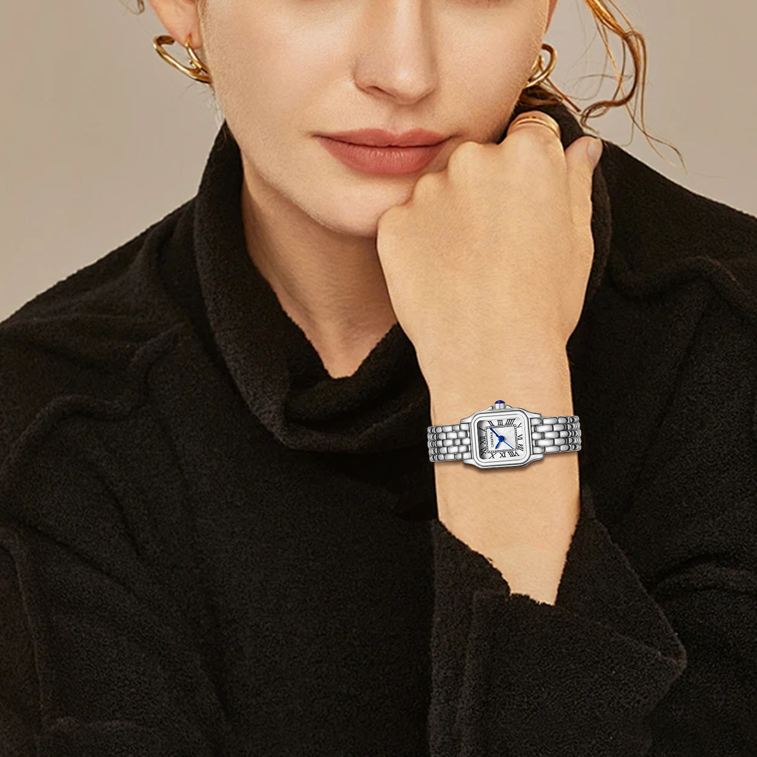 CHEETAH Watches for Women with Small Vintage Bracelet, Rectangular Case Roman Dial