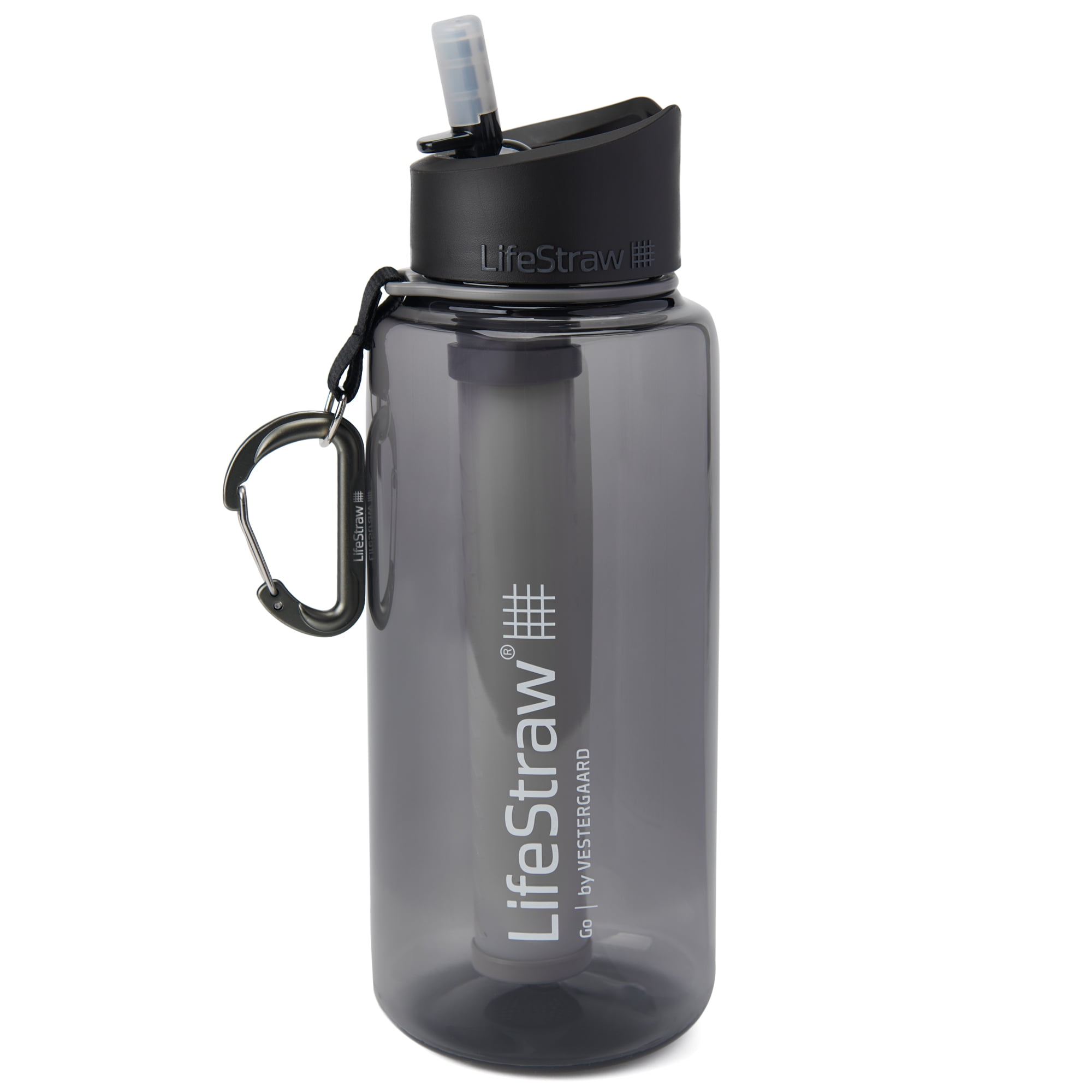 LifeStraw Go 1L Water Filter Bottle for Hiking, Travel, School and Emergency Prep, Gray