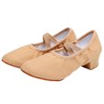 thumbnail image 4 of Xfvqtps Womens Latin Dance Shoes Low Heel Cross Elastic Straps Close Toe Ballroom Salsa Canvas Dance Shoes Beige, 4 of 6