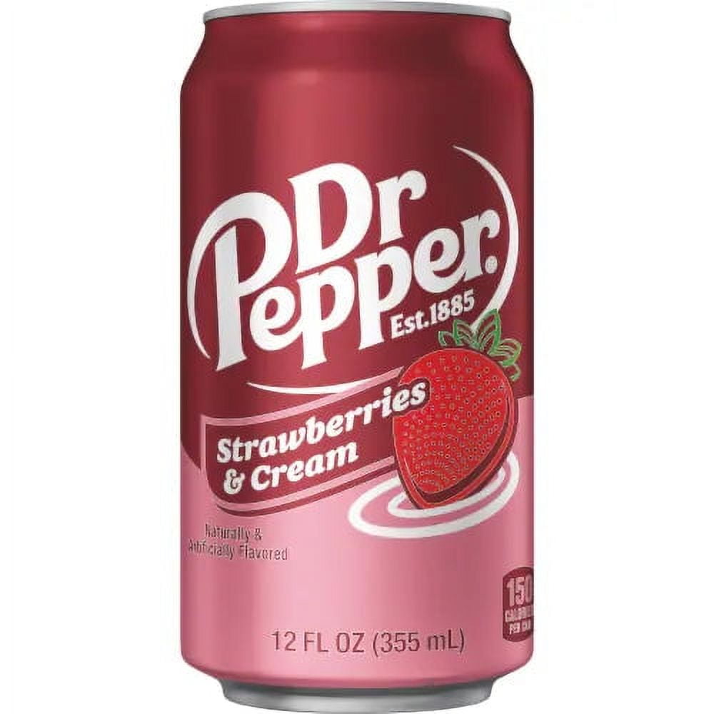 Dr Pepper Strawberries and Cream Soda, 12 Fl Oz, 24 Cans
