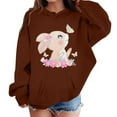 thumbnail image 2 of Rhuody Sweatshirt For Girl Bunny Print Pullover Sweatshirt Long Sleeve Crewneck Outerwear Warm Jacket For Autumn Winter Lovely Tops Brown 4-5 Years, 2 of 4