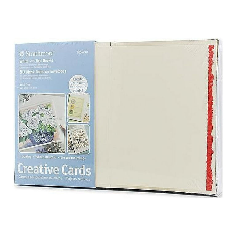 Strathmore Creative Cards - 10 pack - White with Red Deckle