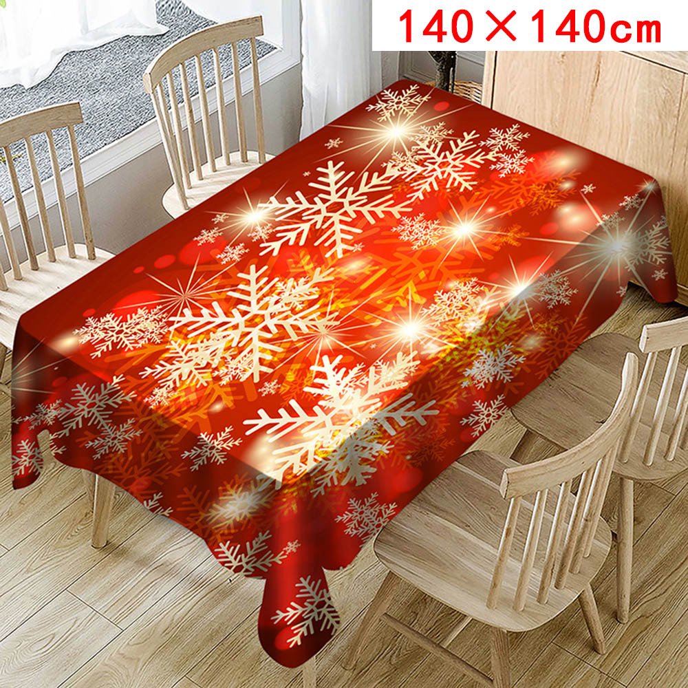 Christmas Tablecloth Print Rectangle Table Cover Holiday Party Home