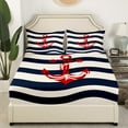 thumbnail image 3 of Erosebridal Cartoon Anchor Sheet Set Full, Blue Stripes Bedding Sets Full Size, Nautical Rudder Reversible Full Sheet Sets, Lightweight Bedroom Decorative, 4pcs, 3 of 7