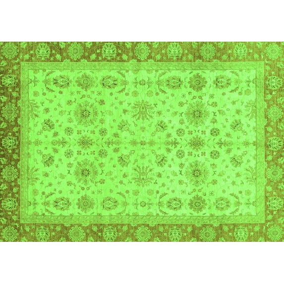 Ahgly Company Indoor Rectangle Oriental Green Traditional Area Rugs, 7' x 9'