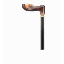 Harvy Canes - 36" Black Shaft - Palm Grip Handle - Amber - Left Handed