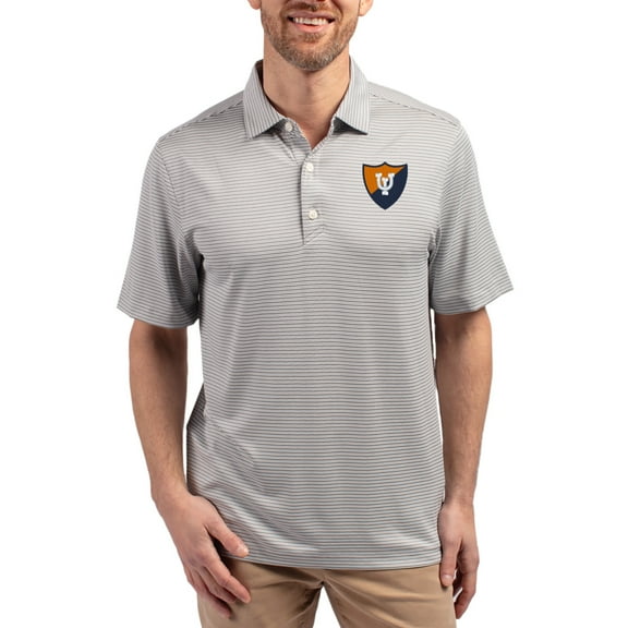 Men's Cutter & Buck Gray Illinois Fighting Illini Forge Eco Double Stripe Stretch Recycled Polo
