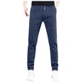 thumbnail image 1 of Pantalones deportivos elásticos de pierna recta para hombre - Color liso con bolsillo con costura - Nailon/spandex, tallas XS-XXXXXL, 1 of 7