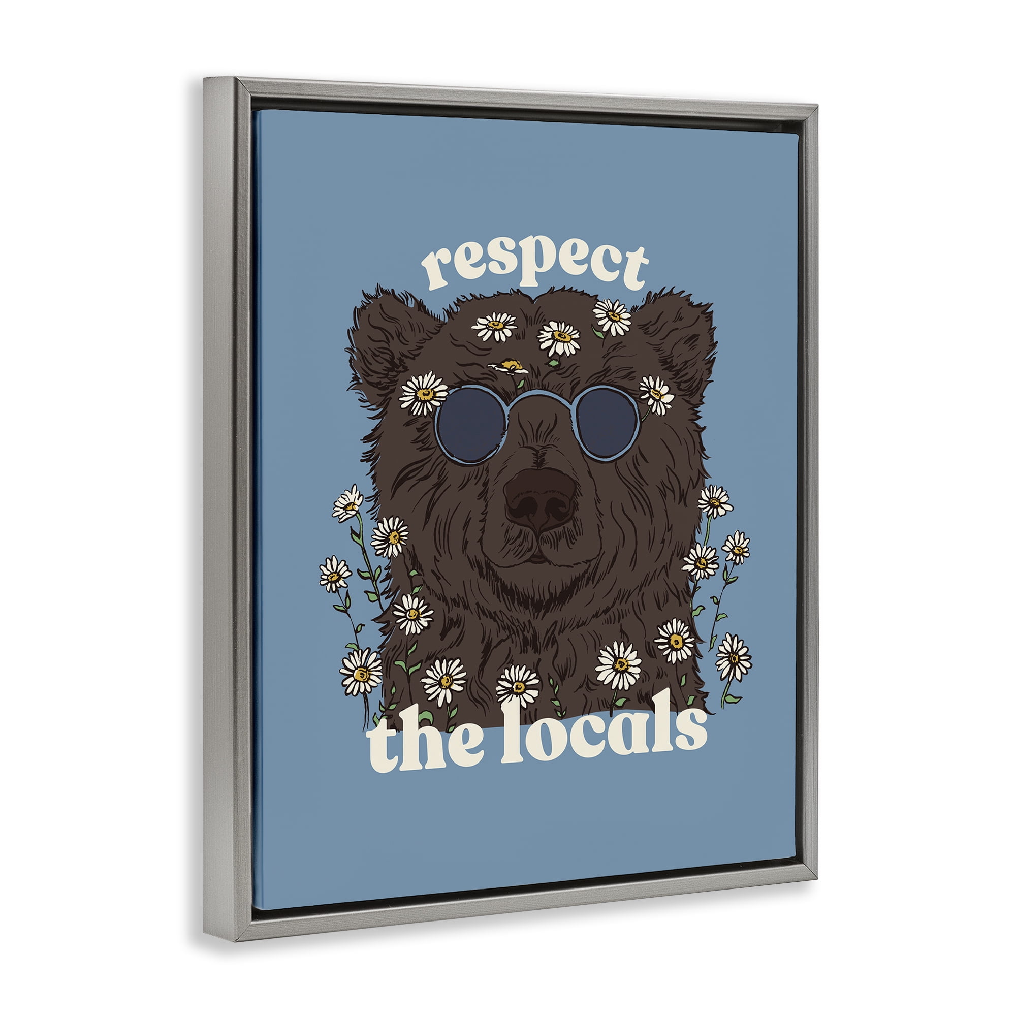 Stupell Industries Respect The Locals Bear Gray Framed Floater Canvas Wall Art, design by Two If By Sea Studios