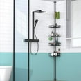 thumbnail image 2 of Corner Shower Caddy Tension Pole, 4 Tier Shower Basket Shelves, 53-120 inch Adjustable Height Shower Storage Rack, Bathroom Bathtub Shampoo Holder Organizer Shower Accessories (Black), 2 of 6