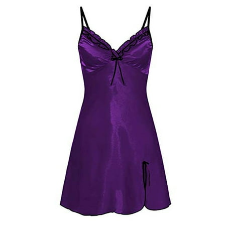 

FASHIONWT Women Satin Silk Dress Lingerie Babydoll Sleepwear