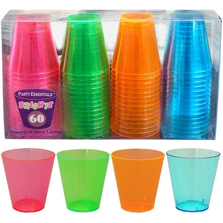 Plastic Neon Shot Glasses (Pack of 60)