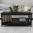 thumbnail image 6 of 35.5'' Round Whole Black Coffee Table, Clear Coffee Table，Modern Side Center Tables for Living Room， Living Room Furniture (Black12), 6 of 14