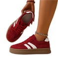 thumbnail image 2 of Domuza Women Classic Retro Gum Sole Fashion Sneakers summer Casual comfort Tennis Skate Shoe Genuine Leather Walking Footwear Anti Slip Trainers Red 7.5（EU-39）, 2 of 6