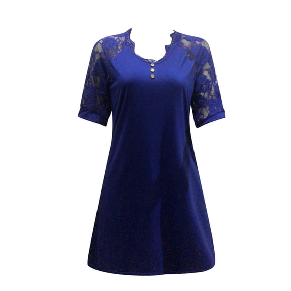 Vedolay Womens Dresses Women's 3/4 Sleeve Summer Boho Dress Front Tie Neck Vintage Floral Print Ruffle Casual Bohemian Flowy Midi Dress,Blue L