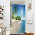 thumbnail image 3 of Stall Ocean Coastal Shower Curtain 36Wx72H Summer Beach Seaside Scene Palm Trees Island Blue Decor Fabric Set Polyester Waterproof 7 Pack Plastic Hooks, 3 of 4