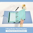 thumbnail image 5 of Dailycode 2 Pack Pencil Pouch for 3 Ring Binder Smooth Zipper Folders with Pockets Clear Window Pencil Case, Teal White Stripe, 5 of 6