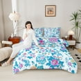 thumbnail image 4 of Homewish Retro Rustic Flower Queen Comforter Set,Country Floral Bedding Sets,Blue Purple Bedding Comforter Set For Girl Kids,Luxury Bedroom Decor Reversible,3pcs, 4 of 8