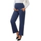 thumbnail image 4 of Pantalones de maternidad de pierna ancha para mujer INSPIRE CHIC, elásticos sobre la barriga, con bolsillos, color azul marino, talla X-Large, 4 of 6