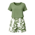thumbnail image 4 of Enjoytime Summer Outfits for Women Solid Short Sleeve Tops with Print Shorts 2 Piece Sets Business Casual Travel Matching Clothing, 4 of 6