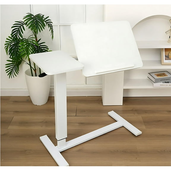 Versatile Height Adjustable Overbed Table with Wheels for Laptop Use - Mobile Rolling Bedside Desk for Comfort