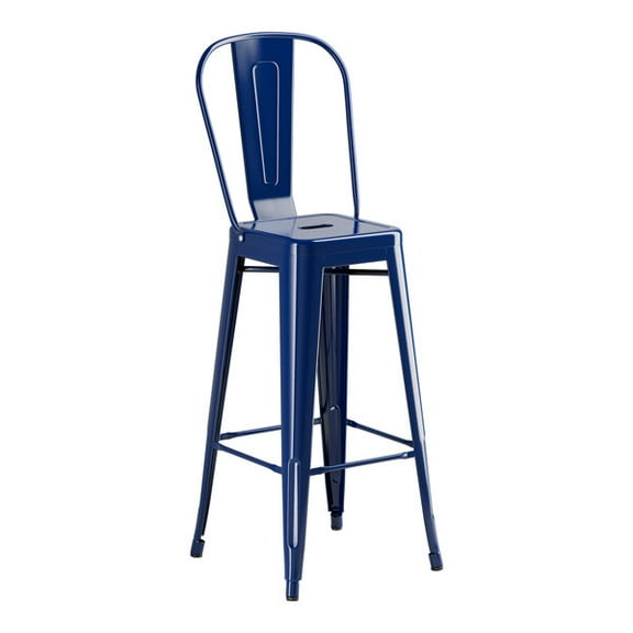 30'' High Cafe Style Sapphire Metal Restaurant Barstool Chair For Indoor or Outdoor
