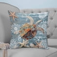 thumbnail image 4 of 14x14 Pillow Covers Set of 2, Blue Sea Turtle Coastal Throw Pillow Covers Decorative Couch Cushion Case, Summer Beach Nautical Starfish Coral Microfiber Square Pillowcases for Bedroom Car Living Room, 4 of 7