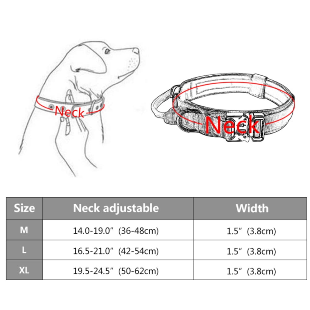 Medium Sized Tactical Dog Collar, Training Collar With Quick Release Metal Clasp - Camo Orange XL