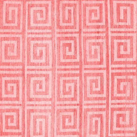 Ahgly Company Indoor Square Abstract Red Contemporary Area Rugs, 5' Square