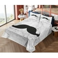 thumbnail image 4 of Ambesonne Manly Fitted & Top Sheet Set with Shams, Mustache Motif Retro, Grey Black White, 4 of 5