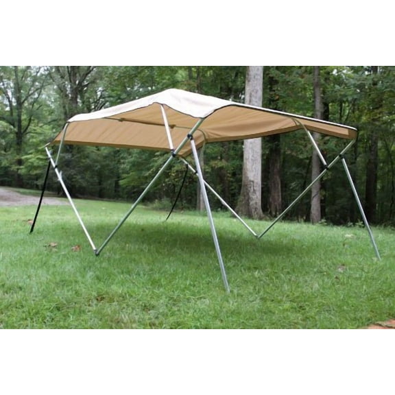 New Tan/Beige Pontoon / Deck Boat Vortex 4 Bow Bimini Top 12' Long, 91-96" Wide, 54" High, Complete Kit, Frame, Canopy, and Hardware (FAST SHIPPING - 1 TO 4 BUSINESS DAY DELIVERY)
