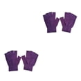 thumbnail image 4 of Sonducket 1 par de guantes sin dedos, tejido artesanal, cubierta de medio dedo, accesorio de ropa, calentador de manos con Color sólido para Violeta 2piezas, 4 of 6
