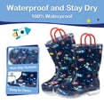thumbnail image 4 of FUNCOO PLUS Toddler Kids Rain Boots Boys Light Up Waterproof Boots with Handles, Navy Space, Toddler Size 6, 4 of 7