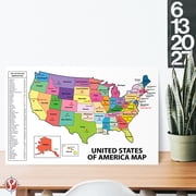 United States Map - USA Poster, US Educational Map - with State Capital - for Ages Kids to Adults- Home School Office - Printed on 12pt. Glossy Card Stock | Bulk Pack of 10 | 12 x 18 inches