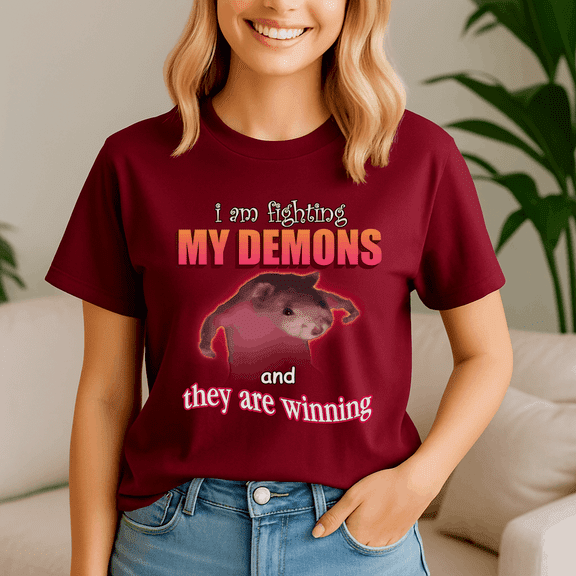IM Fighting My Demons And They Are Winning Word Art, Cat Meme Shirt, Meme Tee, Trending Tshirt, Funny Friend Gift, Quote Cute