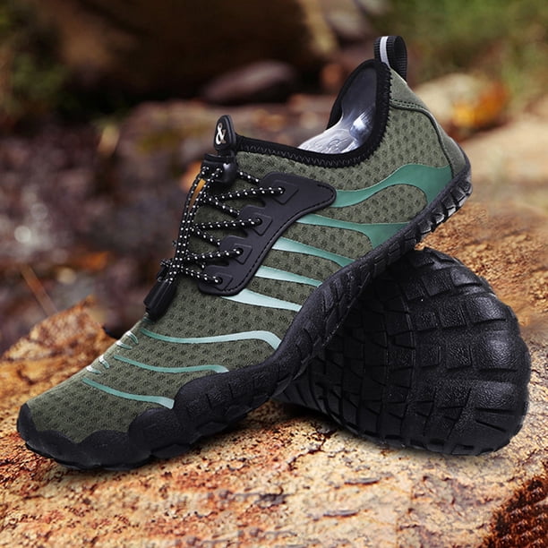 Zapatos de agua de playa para hombre, zapatos descalzos de malla para senderismo al aire libre (44 verde militar) Likrtyny Tenis De Mujer Tenis De Hombre
