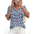 thumbnail image 3 of PRETTYGARDEN Womens Summer Boho Tops Vacation Outfits Casual Tie Front V Neck Peasant Blouses Puff Short Sleeve Shirts, 3 of 7