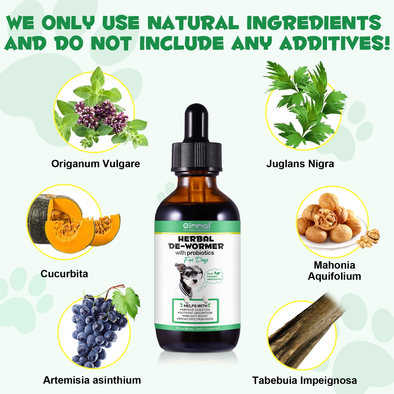 Oimmal Dog Digestive Comfort Liquid with Probiotics, Alcohol-Free, Daily Treats for Dogs - 2 oz(60ml) (3 Pack)