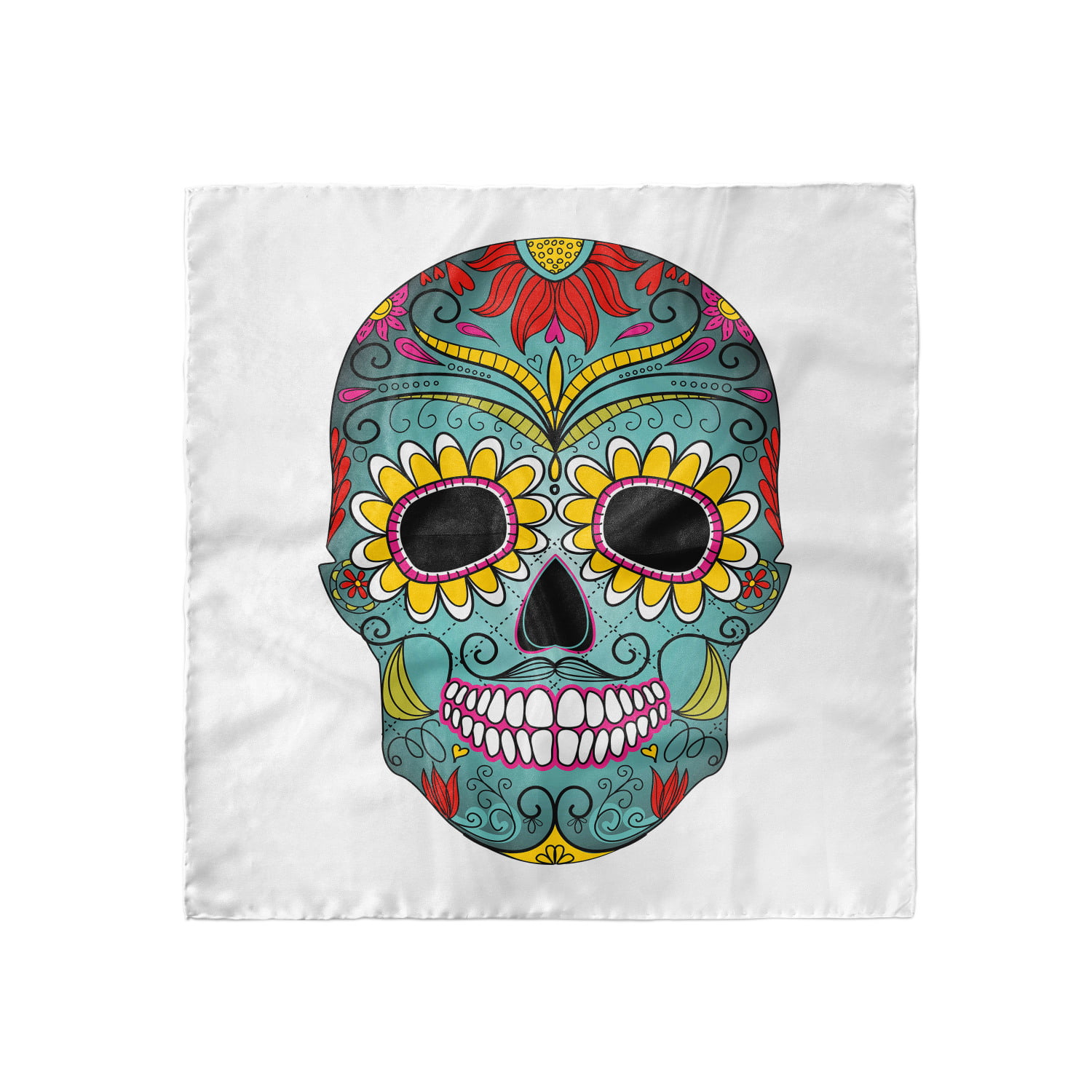 Pink Candy Skull Head Scarf Day of the Dead Colourful Hair Wrap 