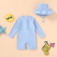 thumbnail image 6 of Younger Tree Baby Boys Swimsuit Toddler Long Sleeve Rash Guard Swimwear One Piece Zipper Bathing Suit with Hat,Size 2-3T, 6 of 9