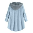 thumbnail image 2 of Winter Coats for Women Fuzzy Fleece Jacket Warm Hooded Color Block Patchwork Cardigans Coat Outerwear with Pocket S-5xl Sales, 2 of 4